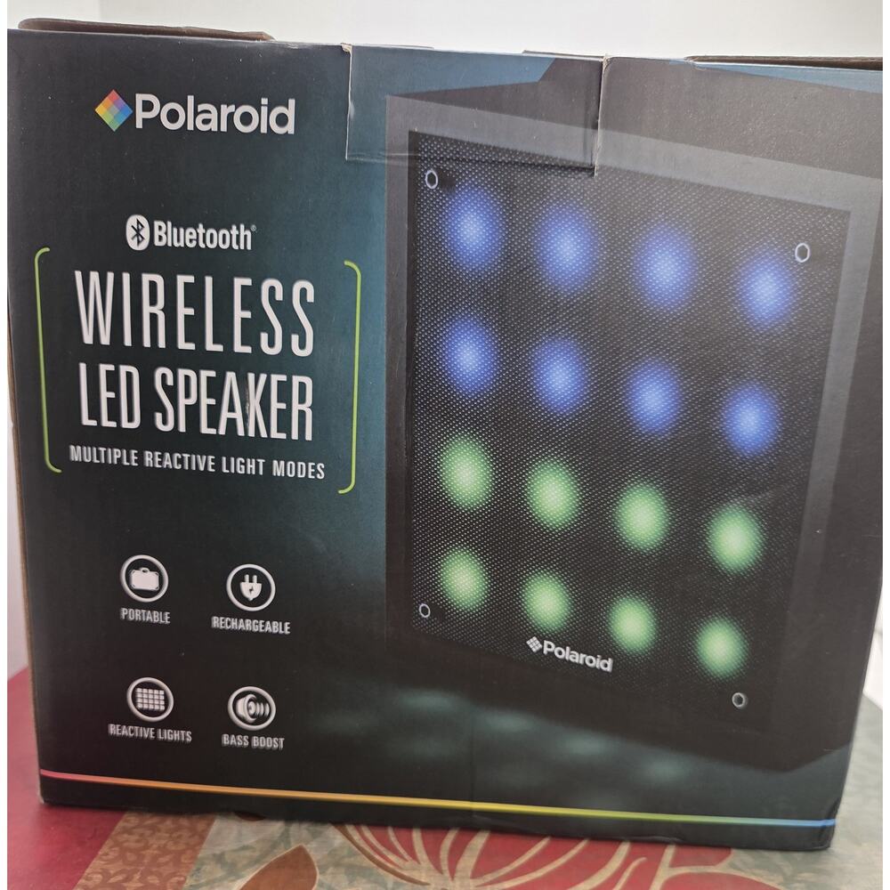 Polaroid Bluetooth Music Responsive Wireless Speaker LED Rechargeable Bass Boost